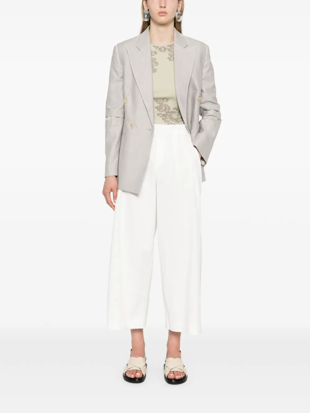 Pleat-Detail Cropped Trousers