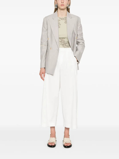 Pleat-Detail Cropped Trousers