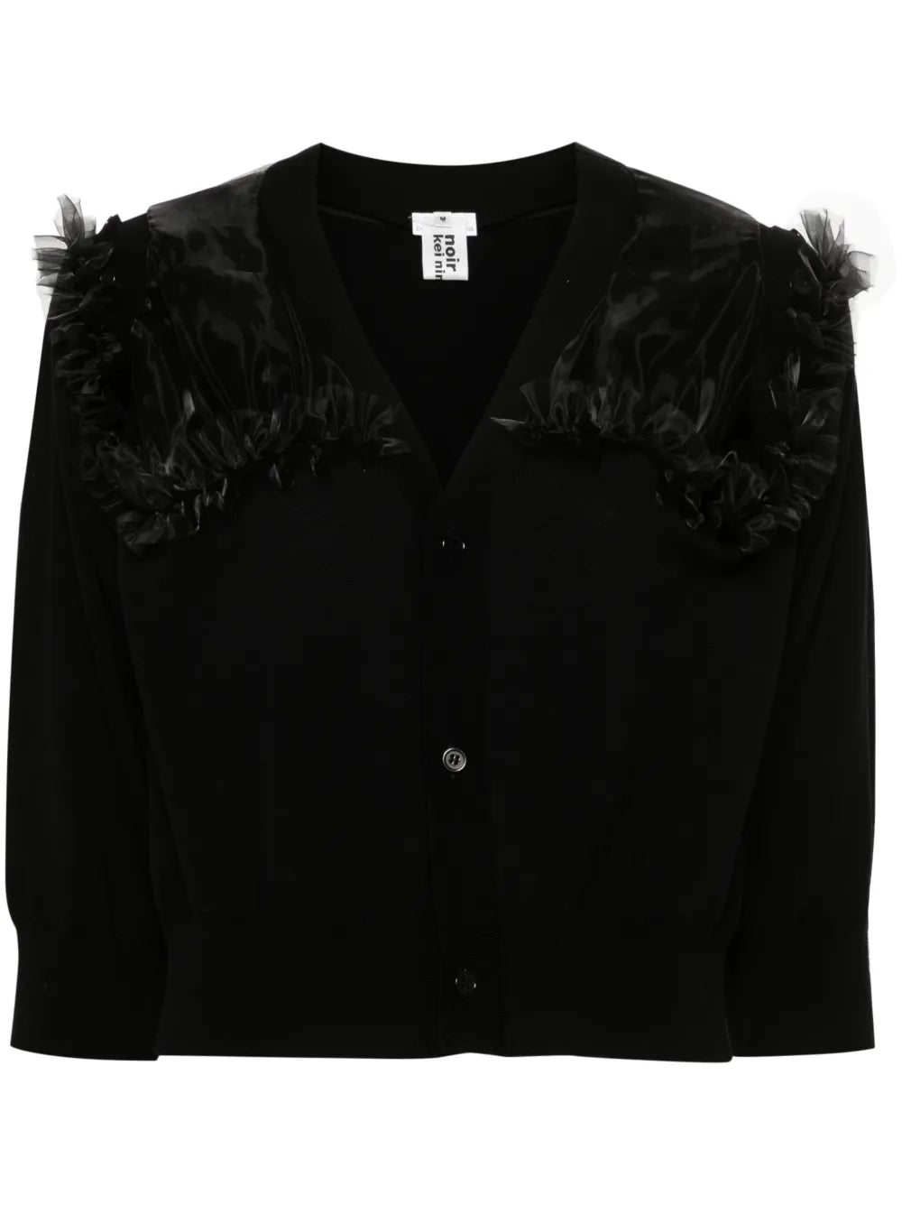 Organza-Detail Knitted Cardigan