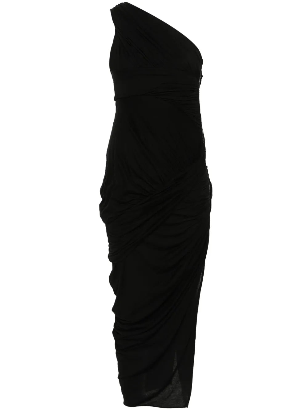 One-Shoulder Draped Midi Dress