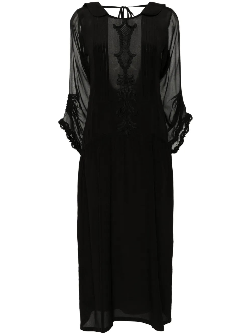 Lace-Detail Low-Back Midi Dress