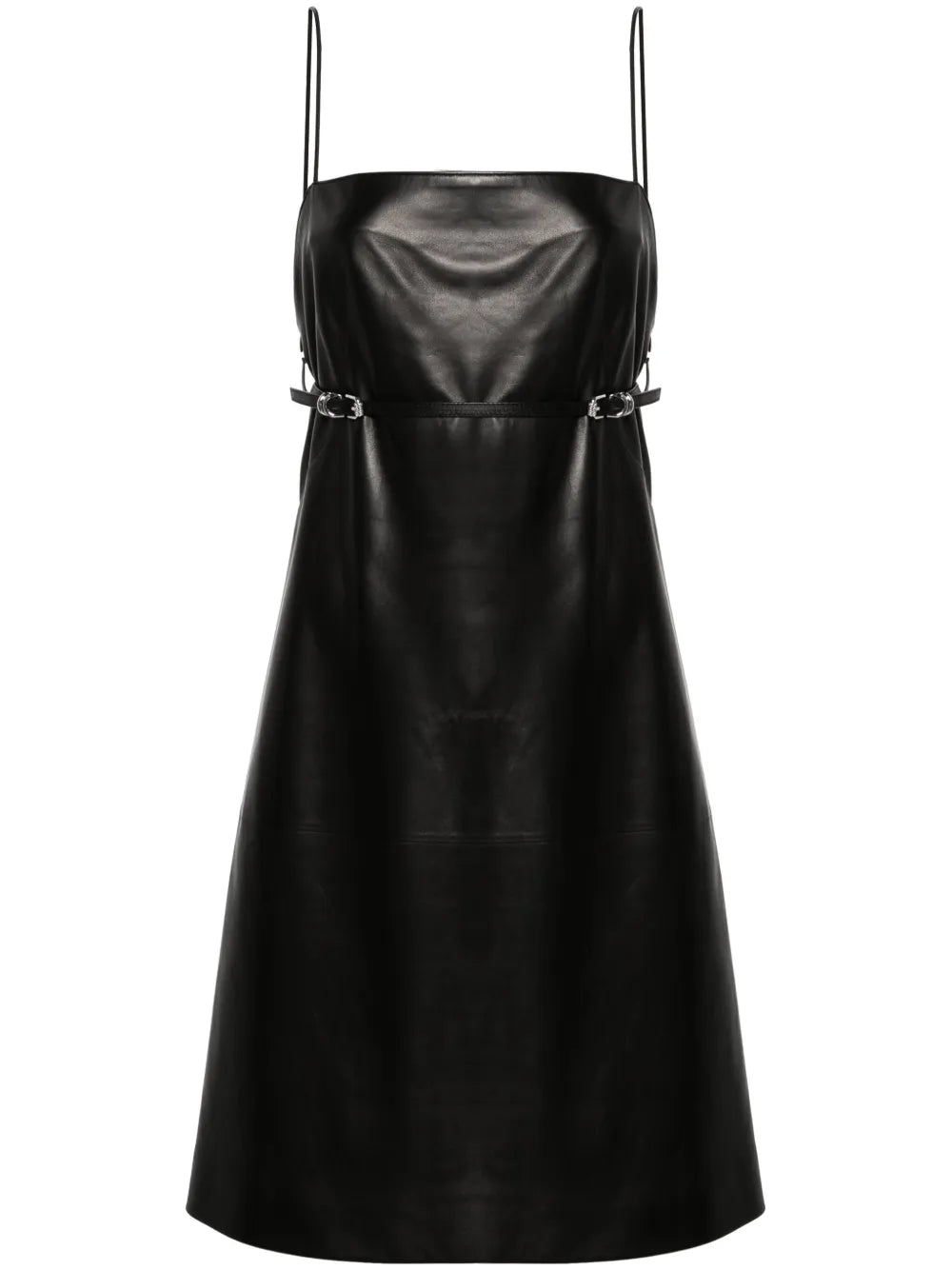 Belted Leather Mini Dress