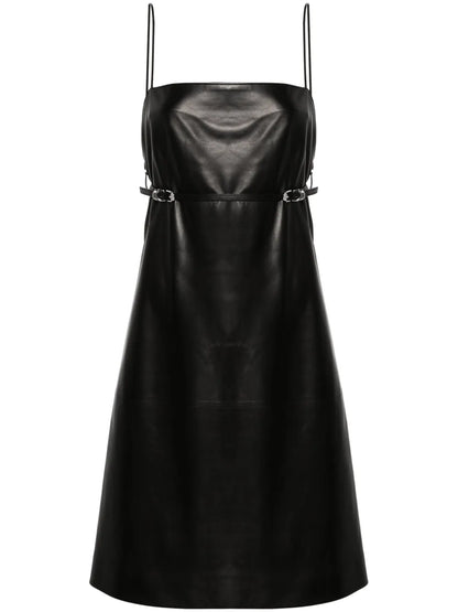 Belted Leather Mini Dress