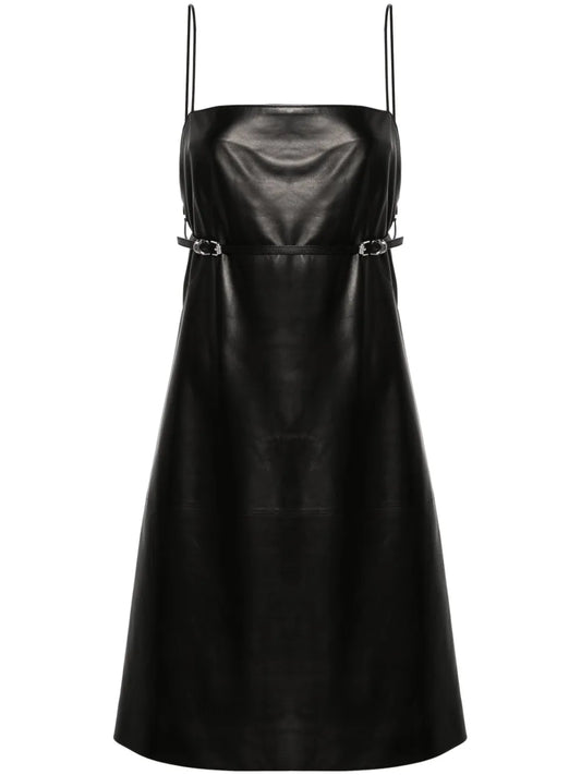 Belted Leather Mini Dress