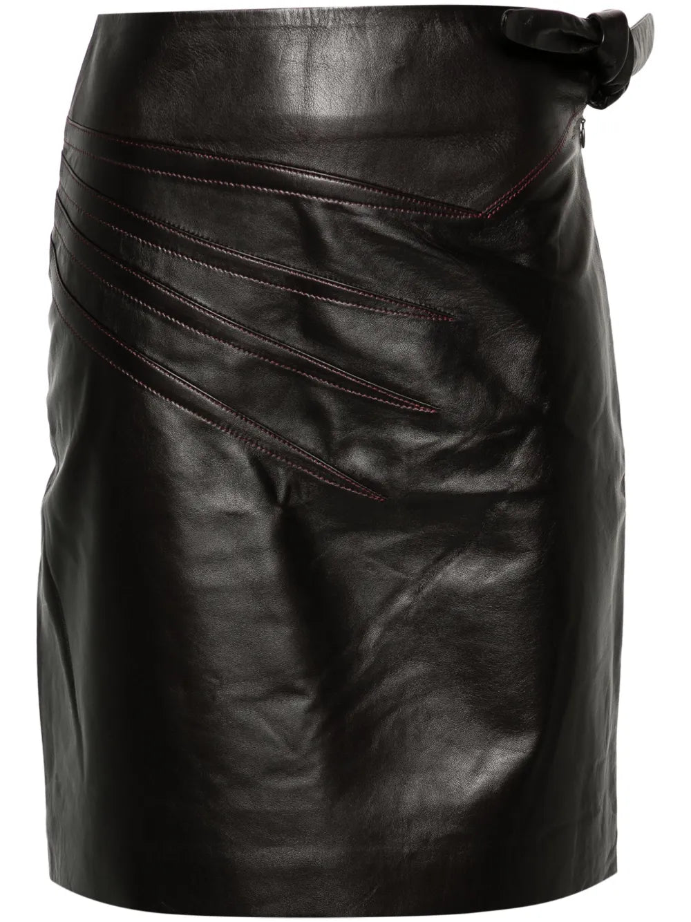 Cutline Leather Mini Skirt