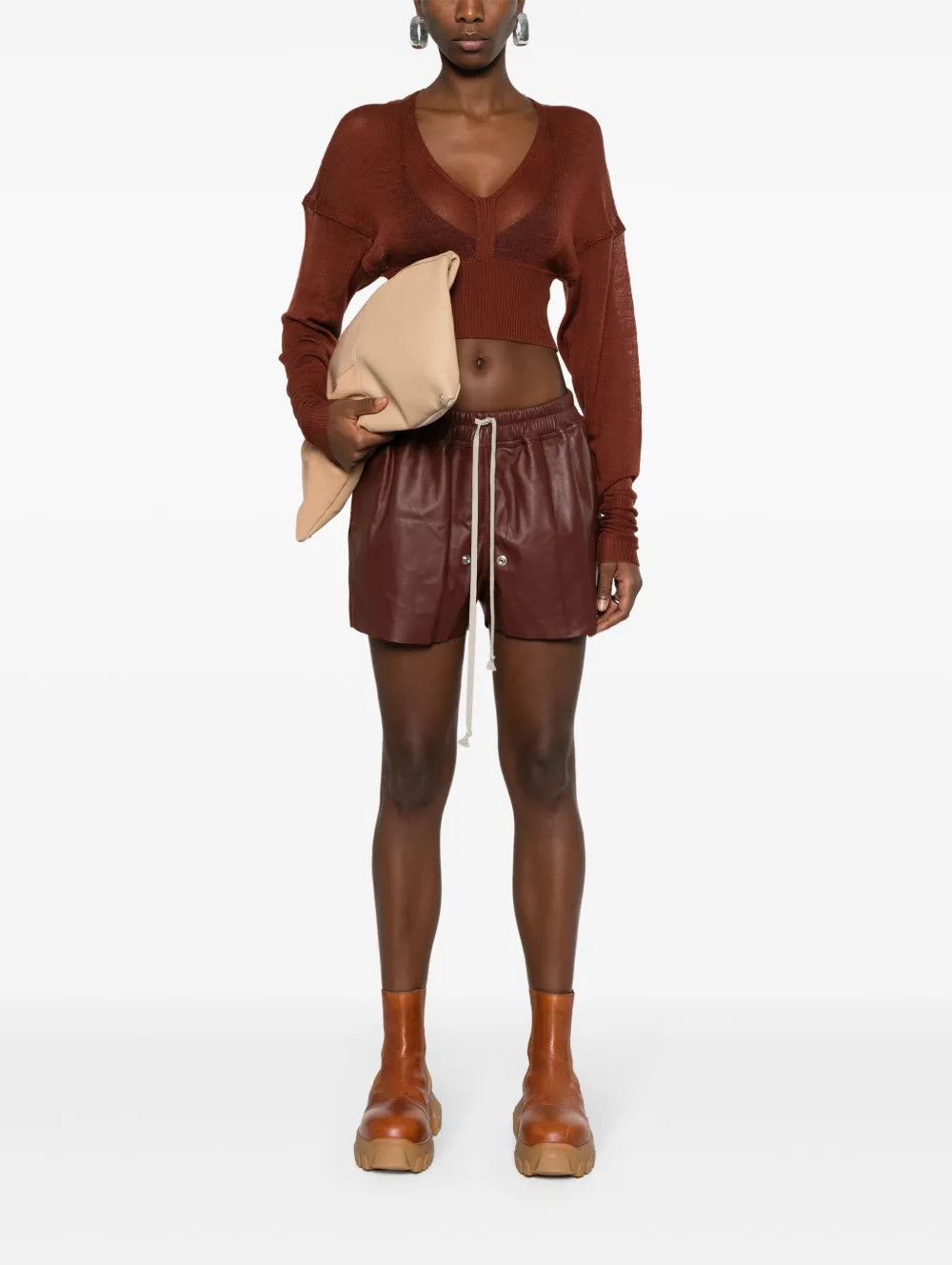 Ls V Fine-Knit Cropped Jumper