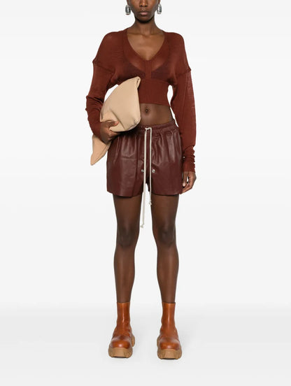 Ls V Fine-Knit Cropped Jumper