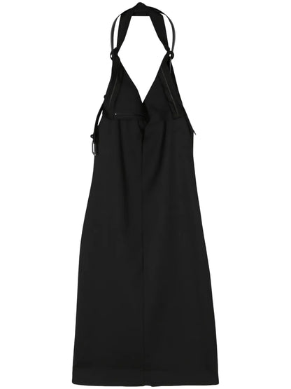 Belted-Halterneck Midi Dress
