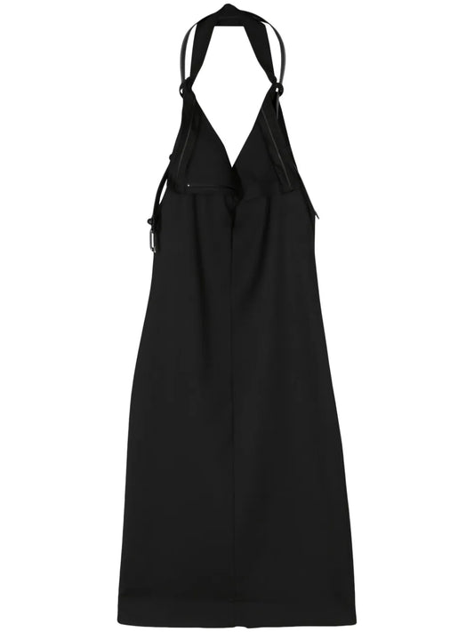 Belted-Halterneck Midi Dress