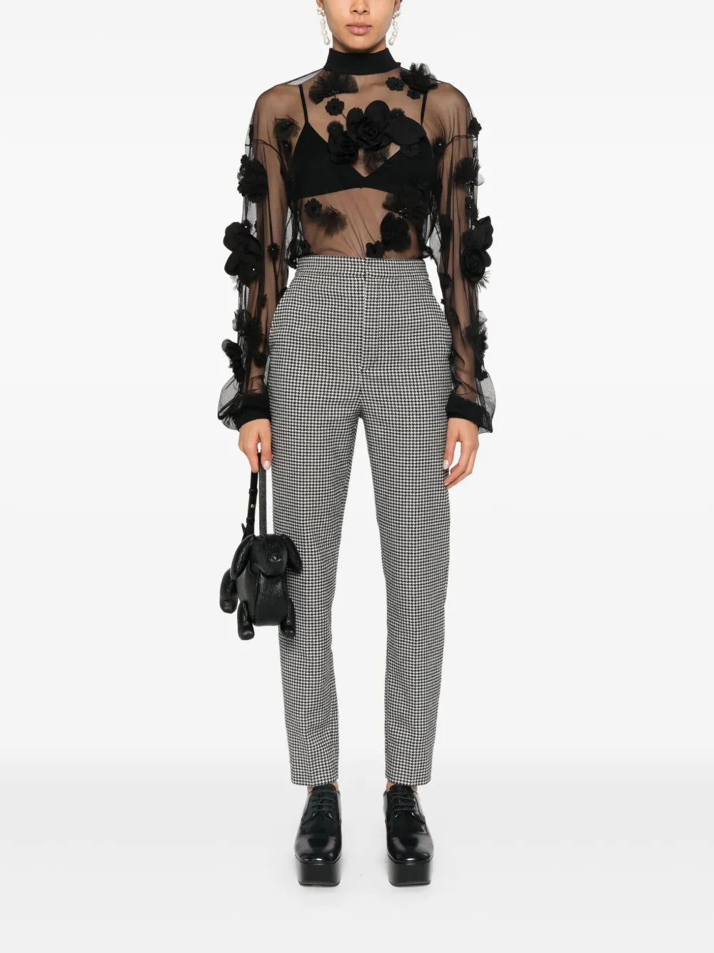 Floral-Embroidery Long-Sleeve Blouse