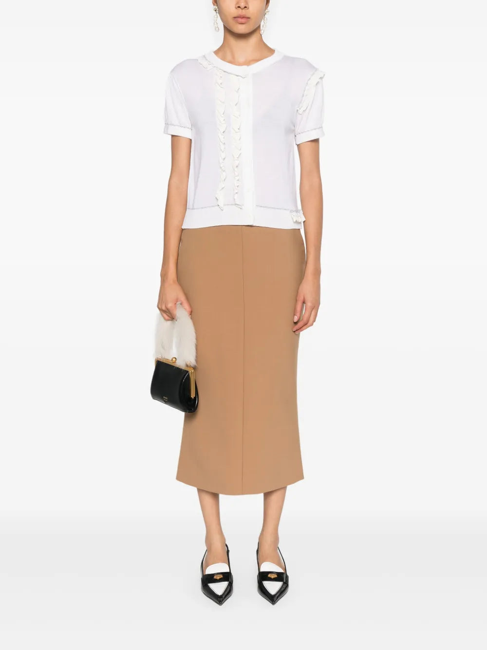 High-Waisted Midi Pencil Skirt