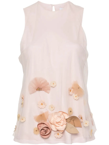 Floral-Appliqué Blouse