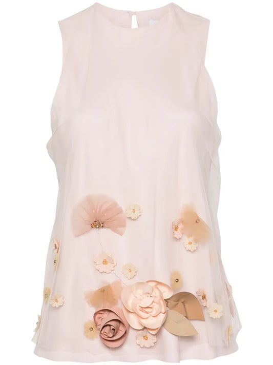 Floral-Appliqué Blouse