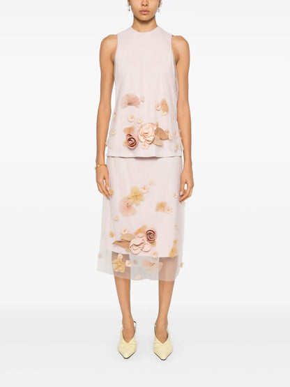 Floral-Appliqué Blouse