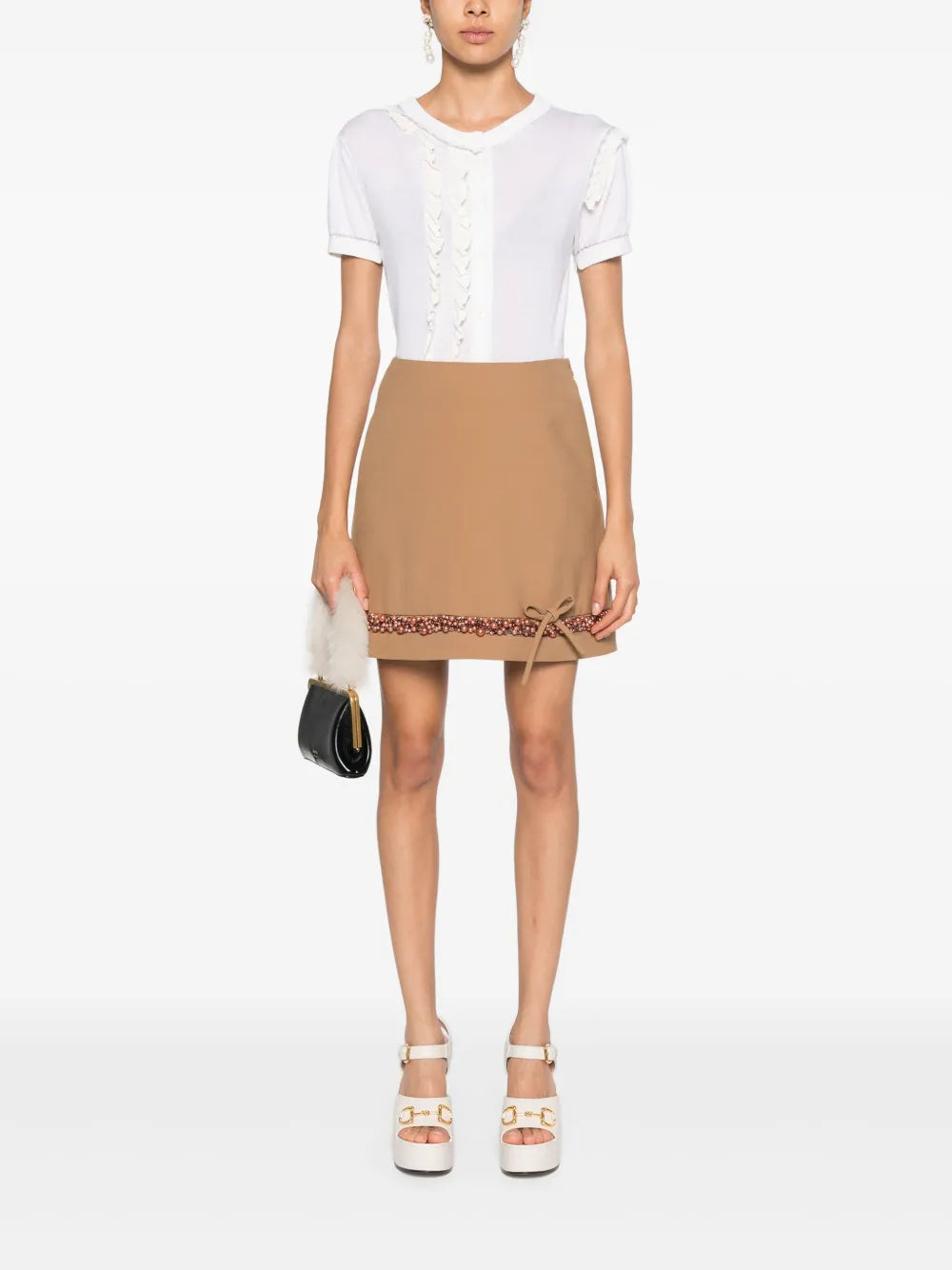 Pearl-Embellished Mini Skirt