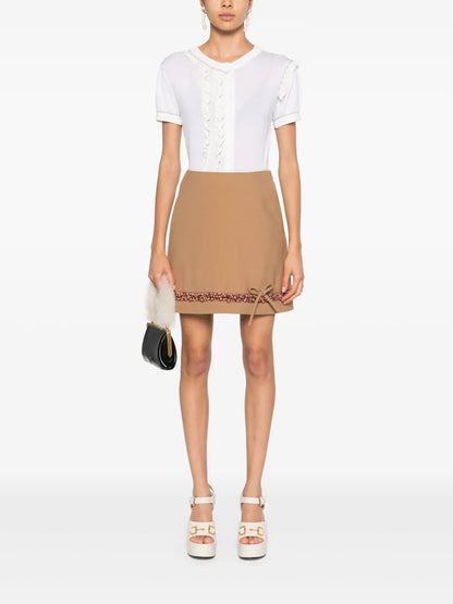 Pearl-Embellished Mini Skirt