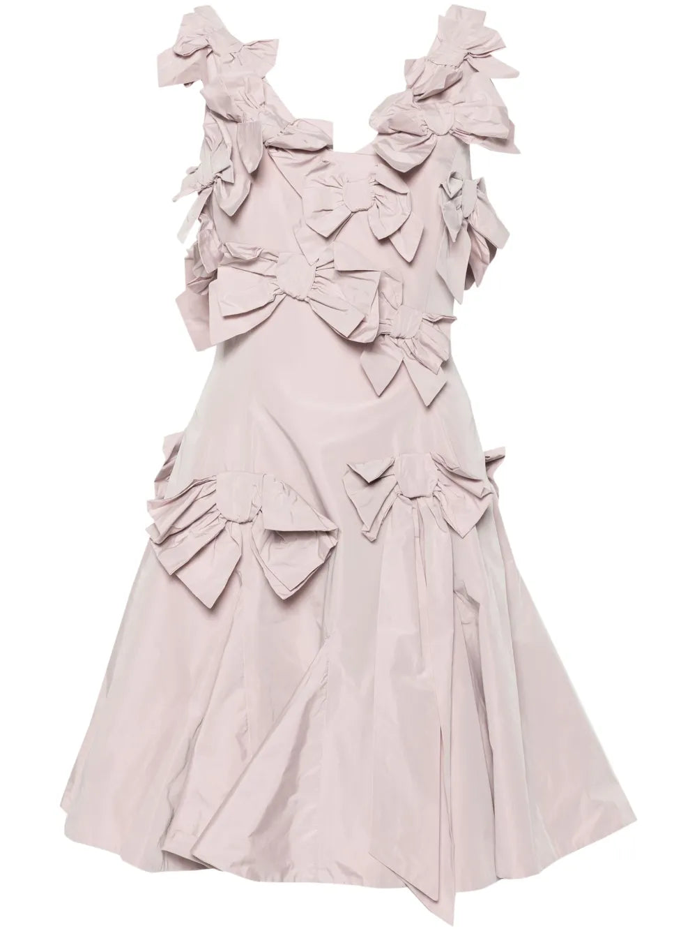 Floral-Appliqué V-Neck Dress
