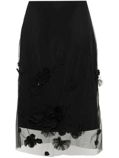 Floral Embroidery Midi Skirt