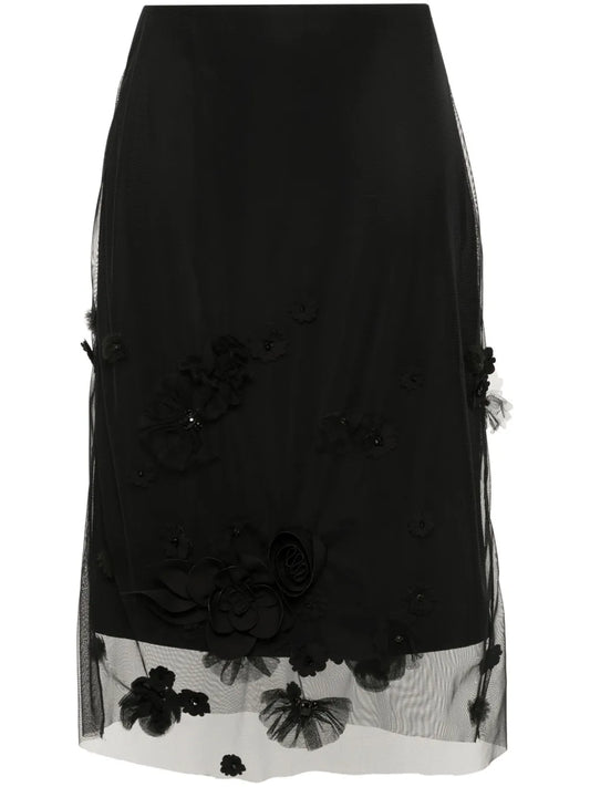 Floral Embroidery Midi Skirt