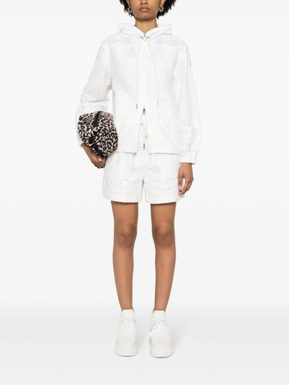 Perforated-Logo Lace Shorts