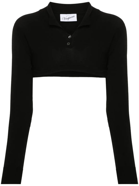 Logo-Print Cropped Polo Shirt
