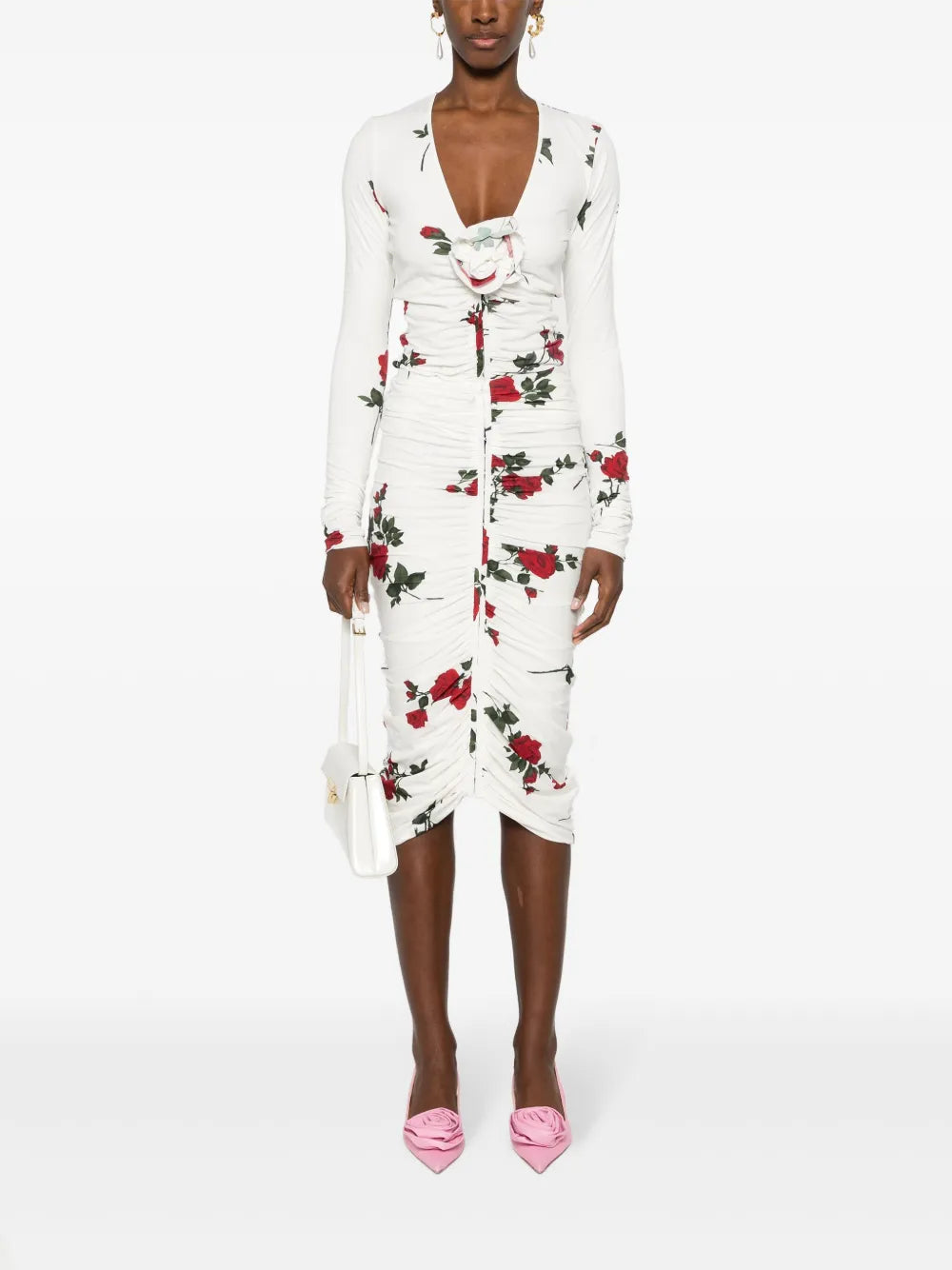 V-Neck Rose Appliqué Top