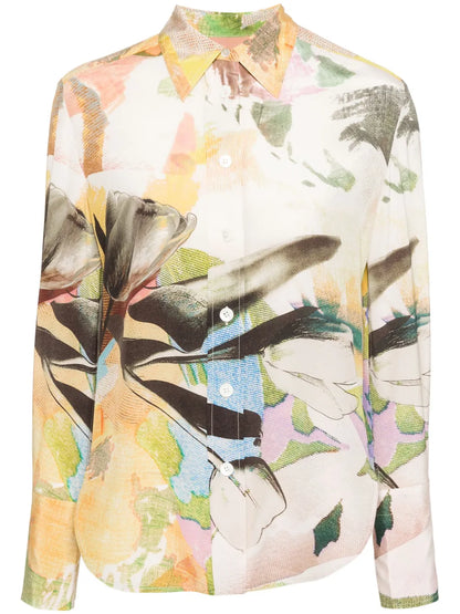 Floral Collage Silk Shirt