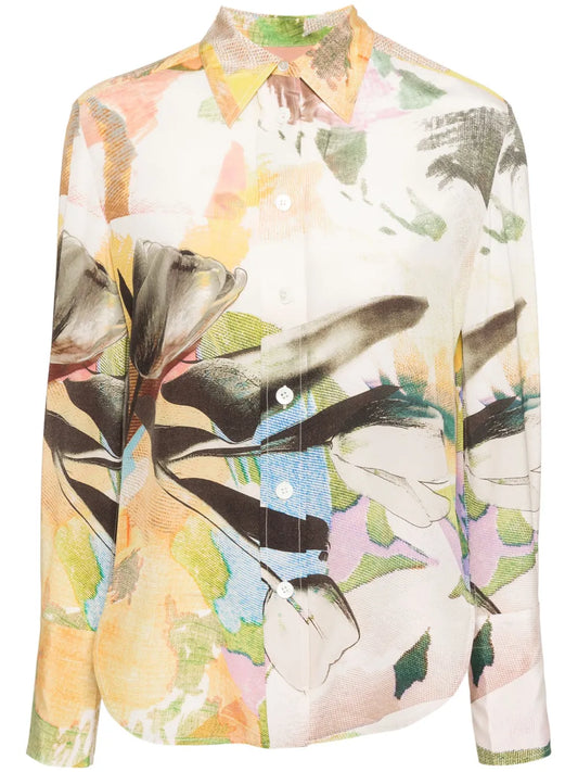 Floral Collage Silk Shirt