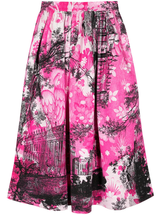 Printed Jacquard Midi Skirt