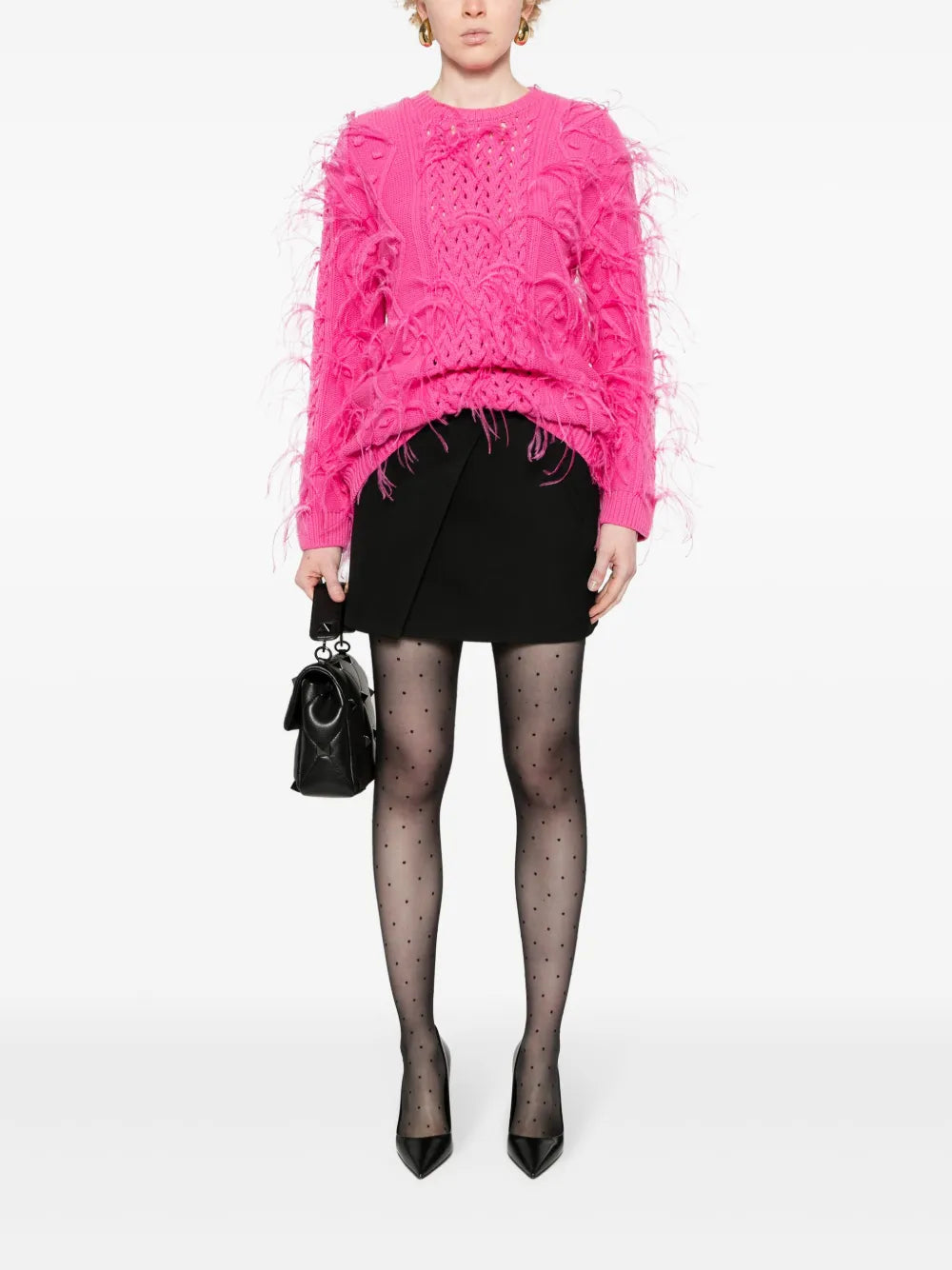 Feather-Detail Knitted Jumper
