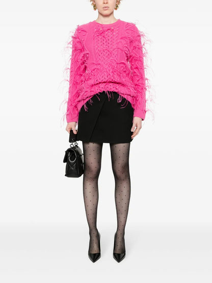 Feather-Detail Knitted Jumper