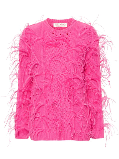 Feather-Detail Knitted Jumper