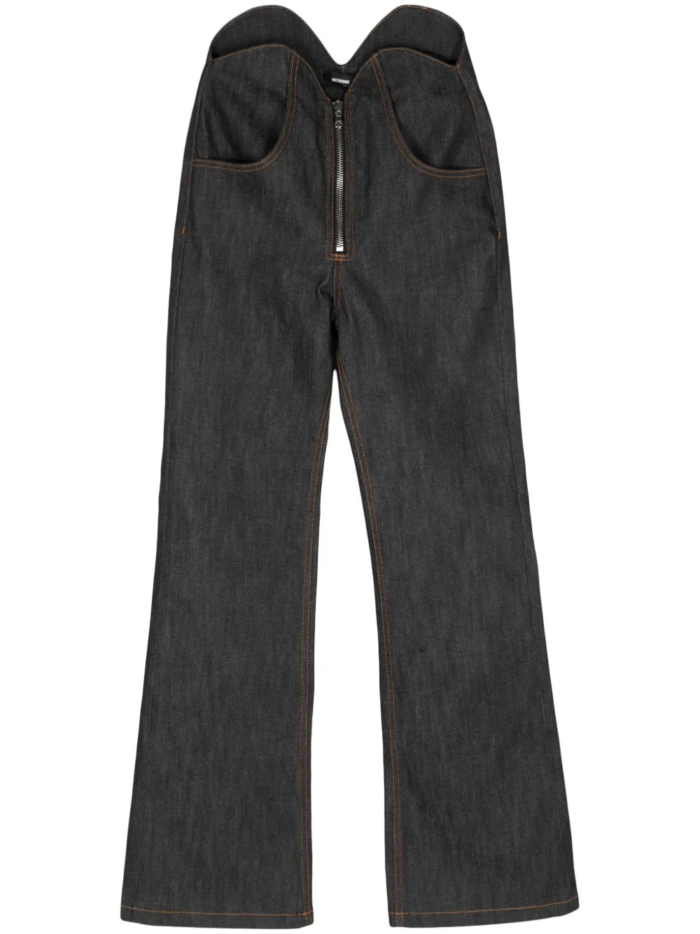 Uneven Thigh-Rise Wide-Leg Jeans