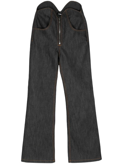 Uneven Thigh-Rise Wide-Leg Jeans