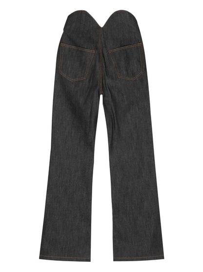 Uneven Thigh-Rise Wide-Leg Jeans