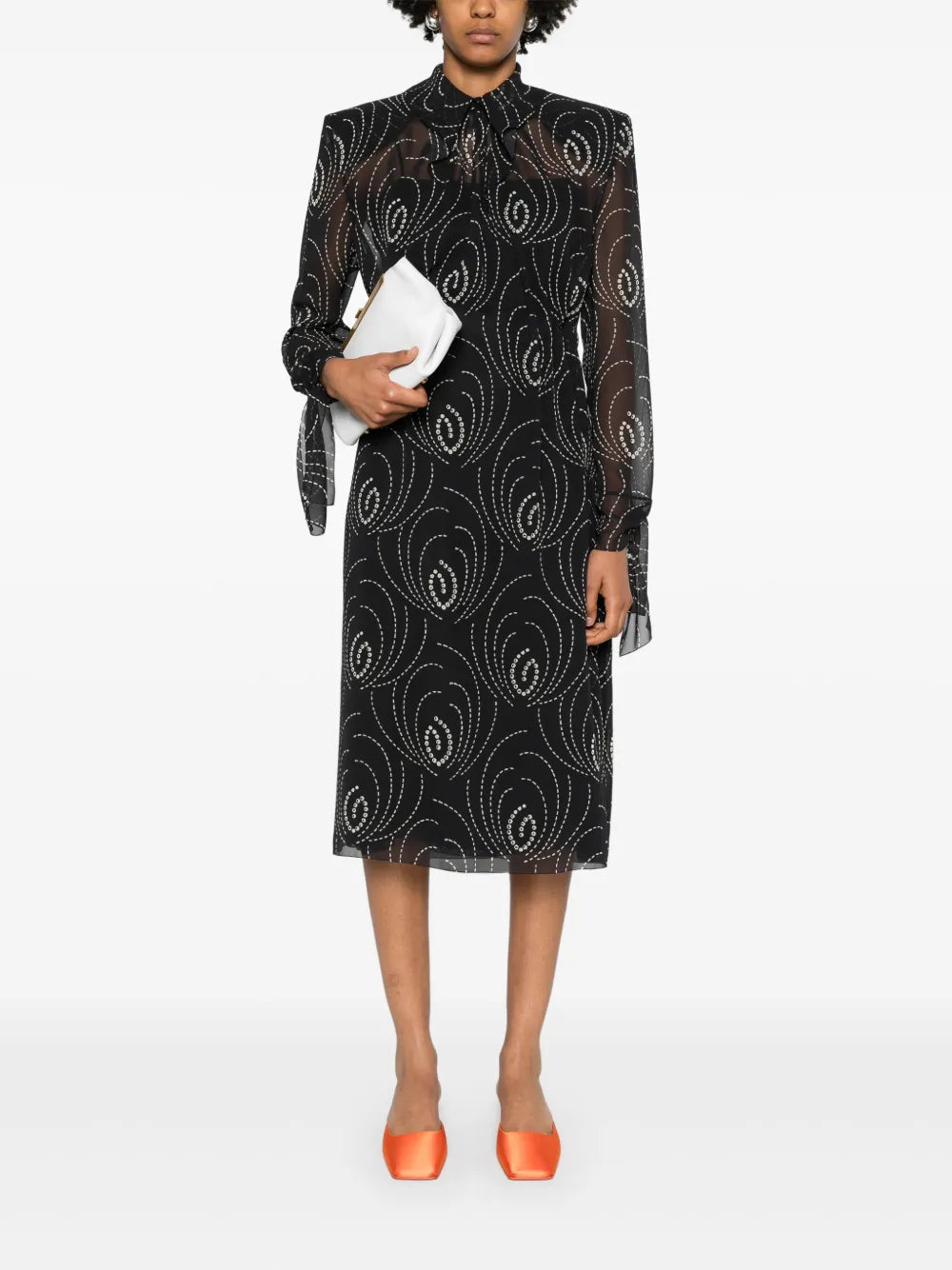 Graphic-Print Chiffon Midi Dress