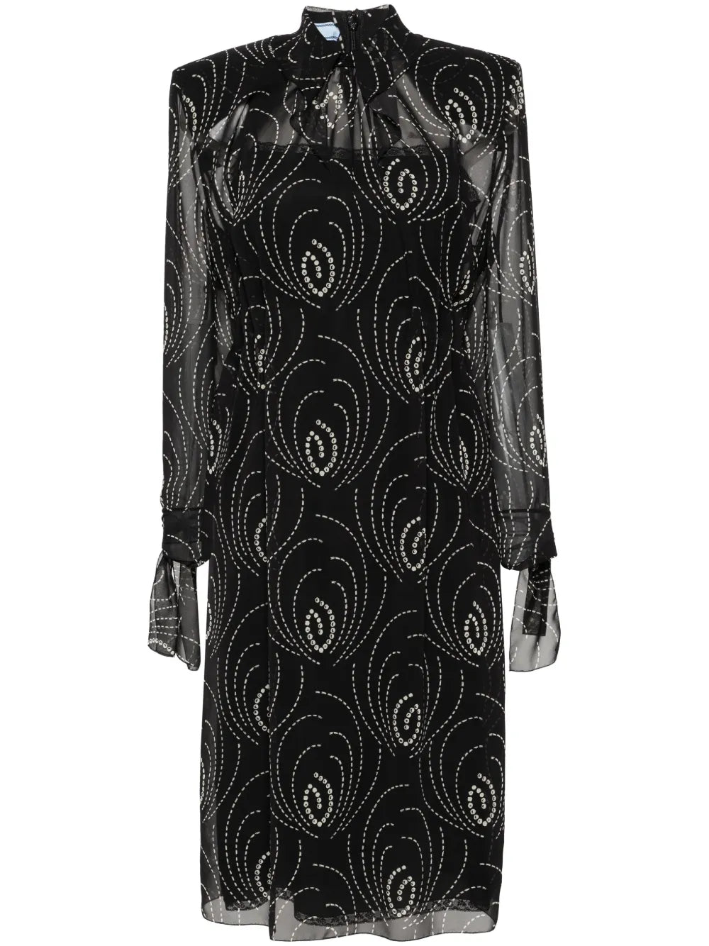 Graphic-Print Chiffon Midi Dress