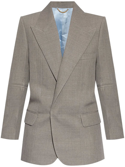 Contrasting-Border Wool Blazer