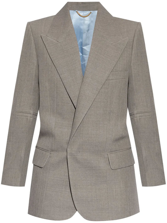 Contrasting-Border Wool Blazer