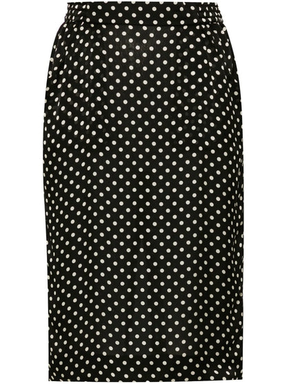 Polka-Dot Silk Midi Skirt
