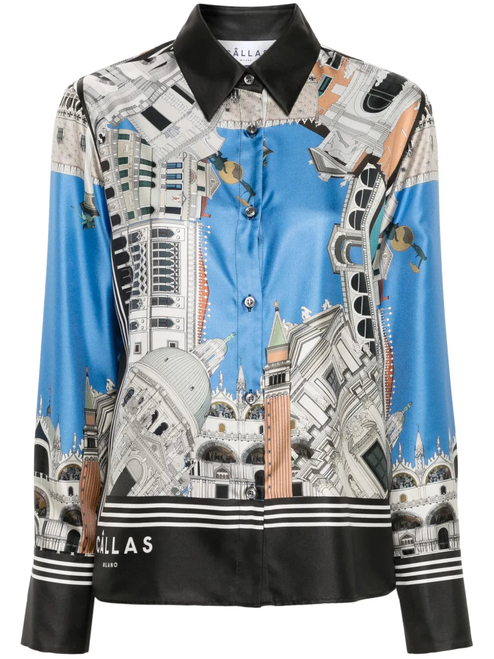 Cameron Venice-Print Silk Shirt