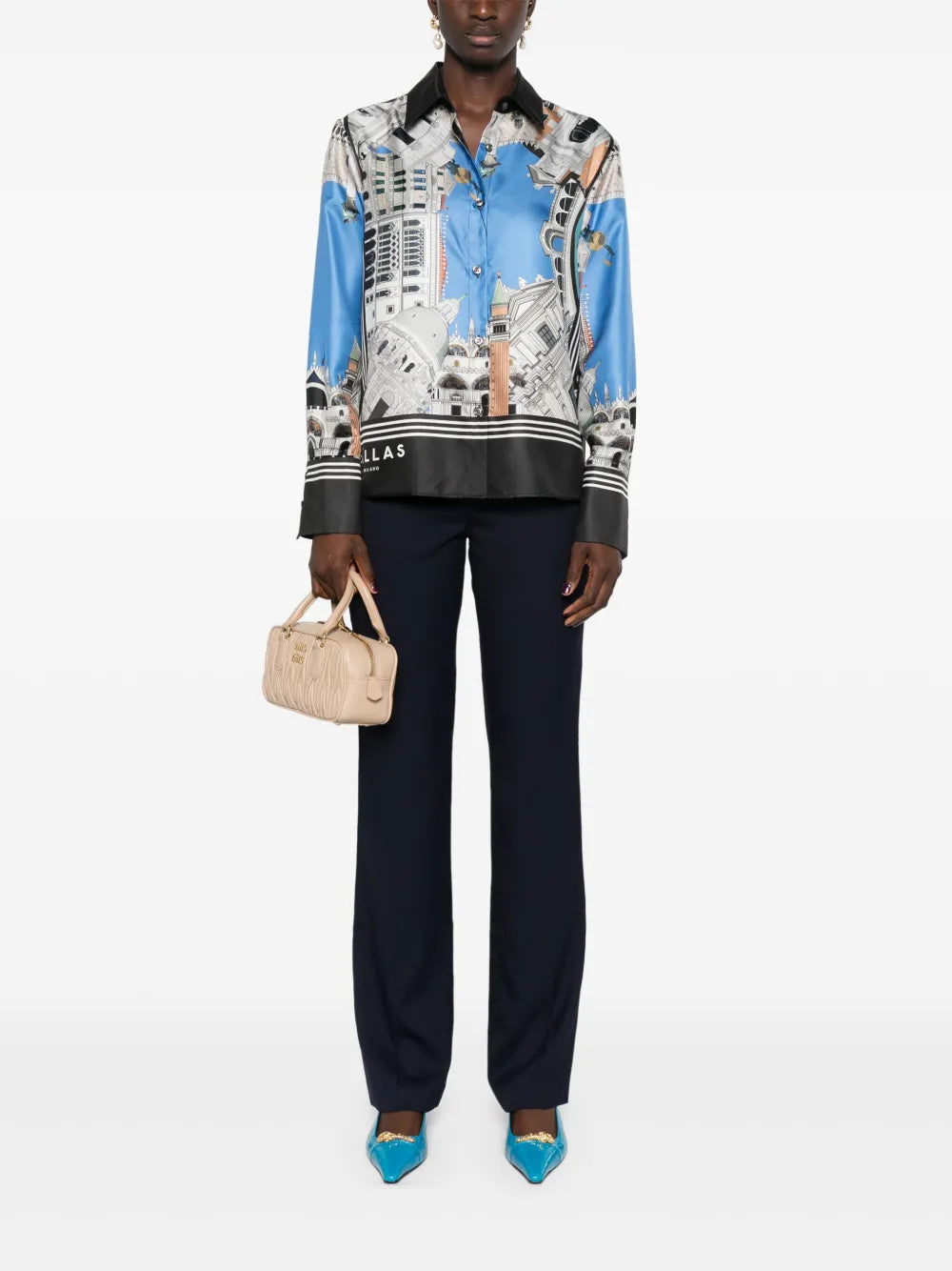 Cameron Venice-Print Silk Shirt