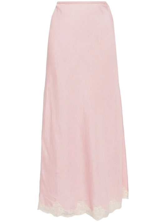 Lace-Trim Maxi Skirt