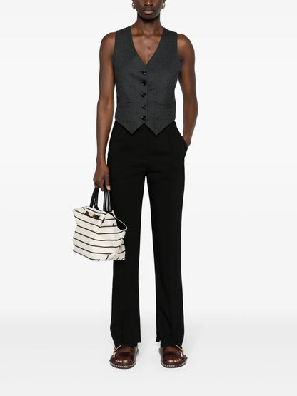 High-Waisted Slim-Fit Trousers