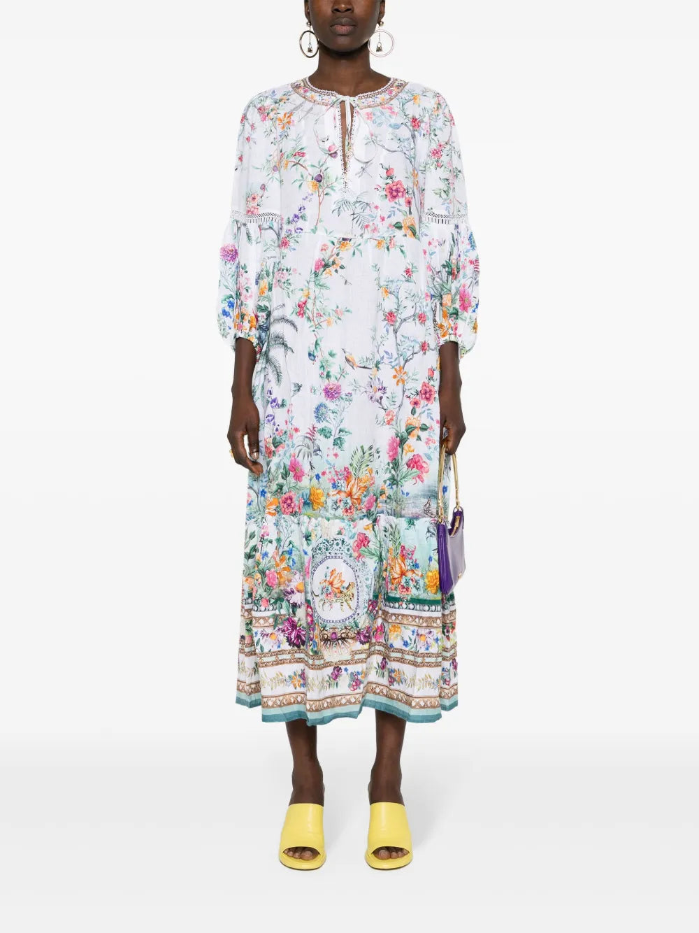 Plumes And Parterres Linen Maxi Dress