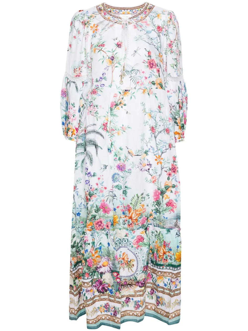 Plumes And Parterres Linen Maxi Dress