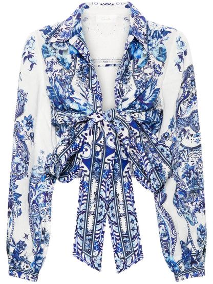 Glaze And Graze-Print Cropped Shirt
