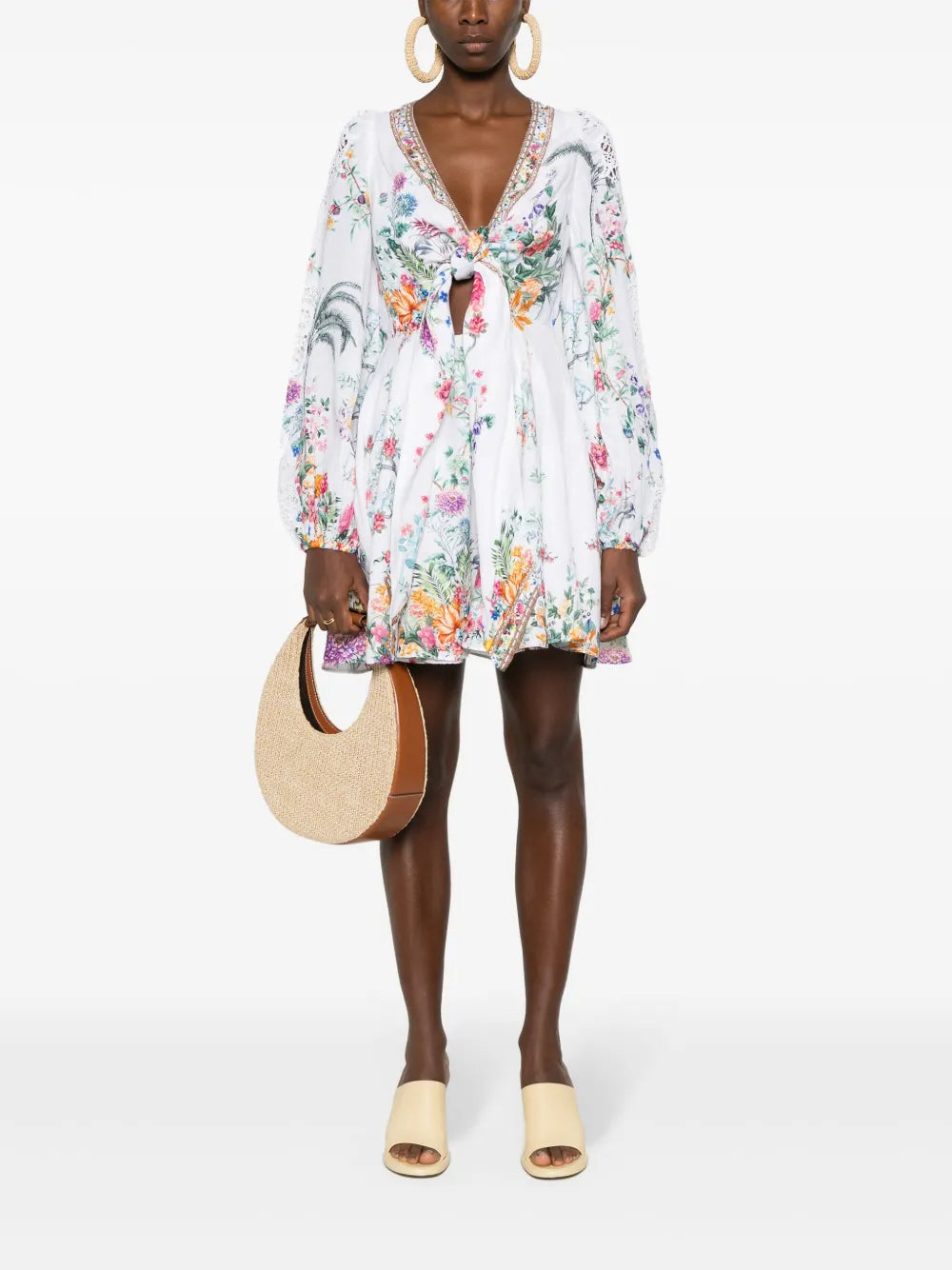 Plumes And Parterres-Print Mini Dress
