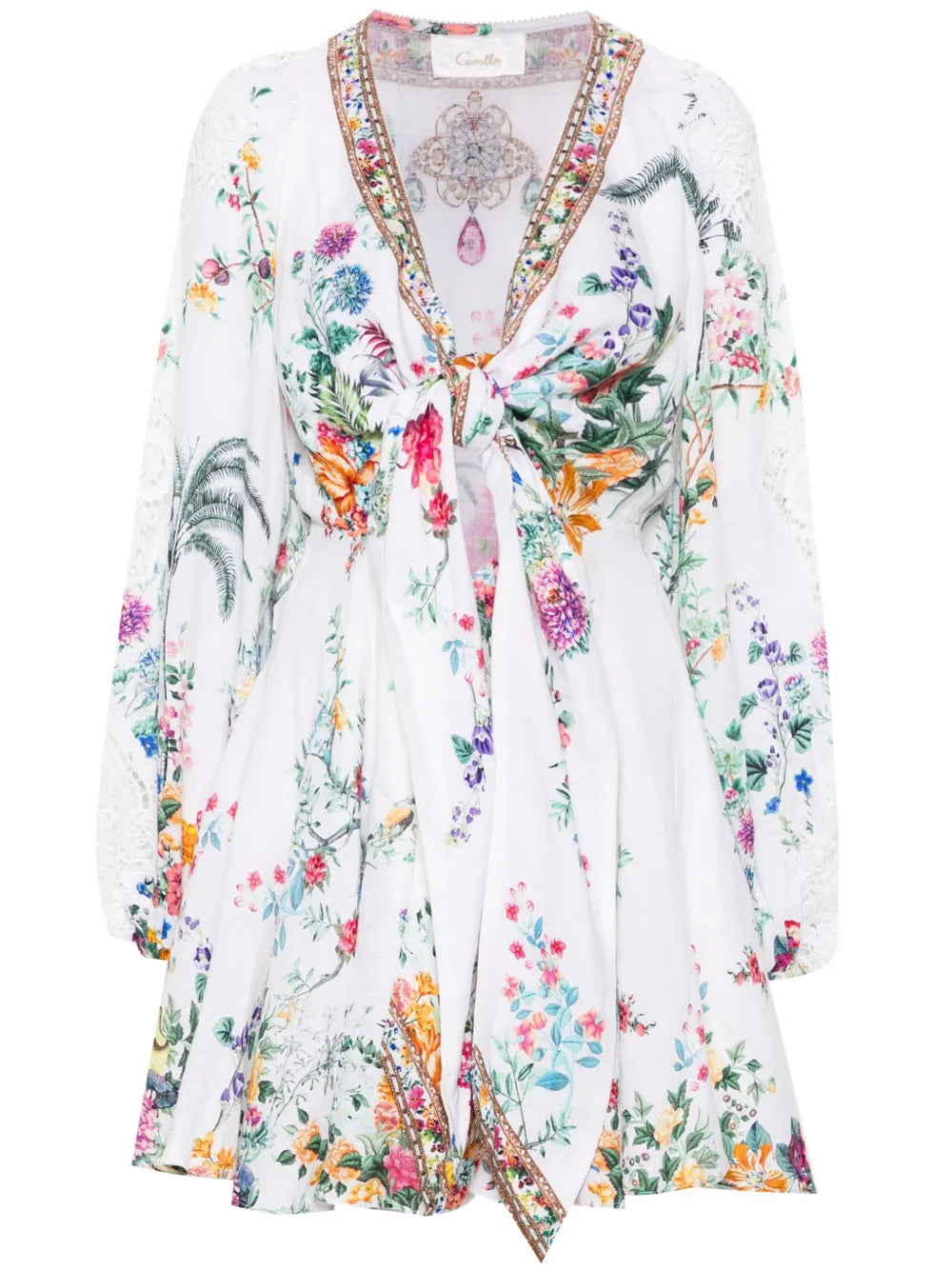 Plumes And Parterres-Print Mini Dress