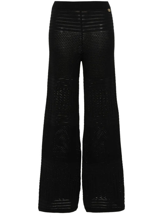 Pointelle-Knit Palazzo Pants